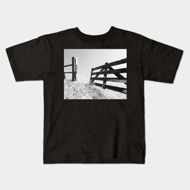 Open Fence in Wintertime Kids T-Shirt by robelf